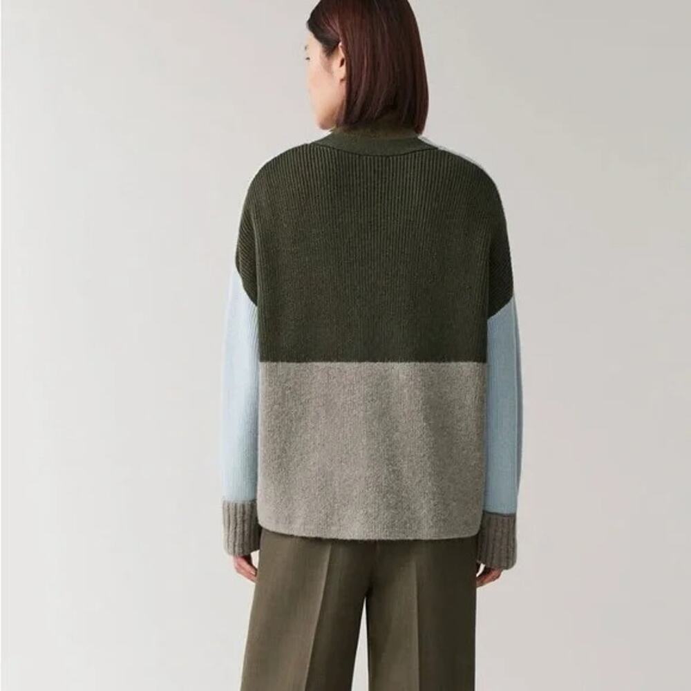 Cos Oversized Wool-Alpaca Color Block Cardigan Li… - image 3